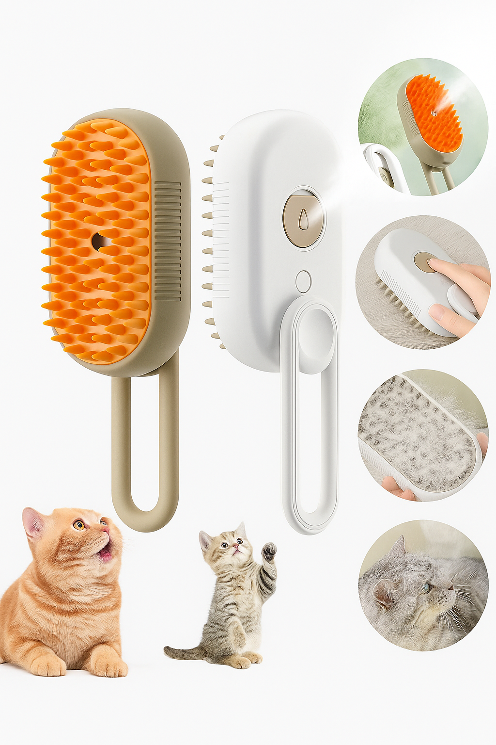 Cepillo 3 en 1 de mascota a vapor